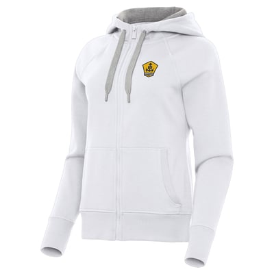  Rhode Island FC Antigua Women's Victory Raglan Fleece Full-Zip Hoodie - White